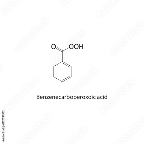 Benzenecarboperoxoic acid skeletal structure.Peracid compound schematic illustration. Simple diagram, chemical formula.