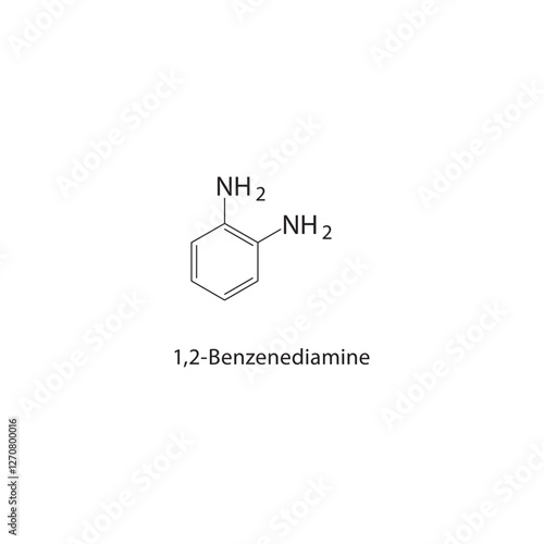 1,2-Benzenediamine skeletal structure.Diamine compound schematic illustration. Simple diagram, chemical formula.