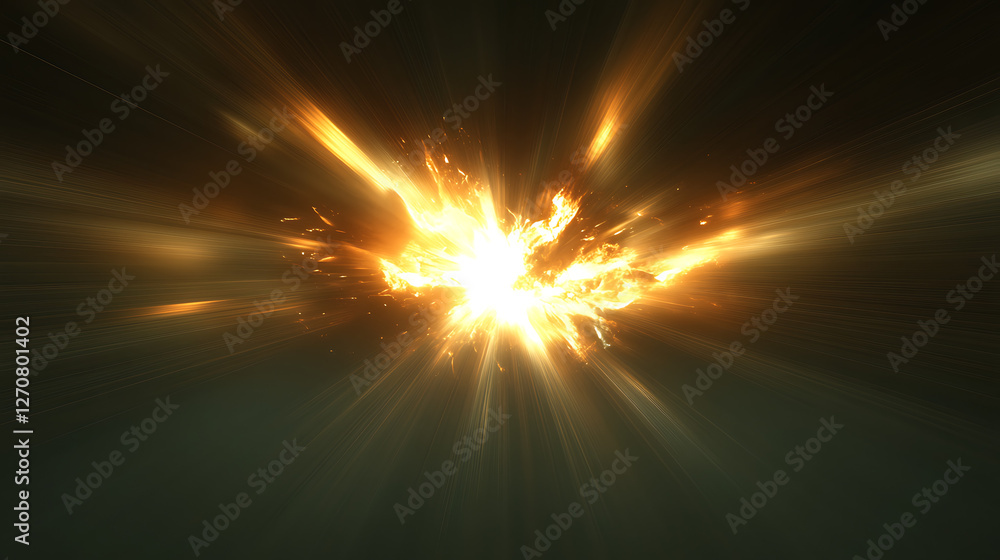 Obraz premium Powerful Light Burst Impact Event with Intense Flare and Radial Blur Abstract Energy Phenomenon