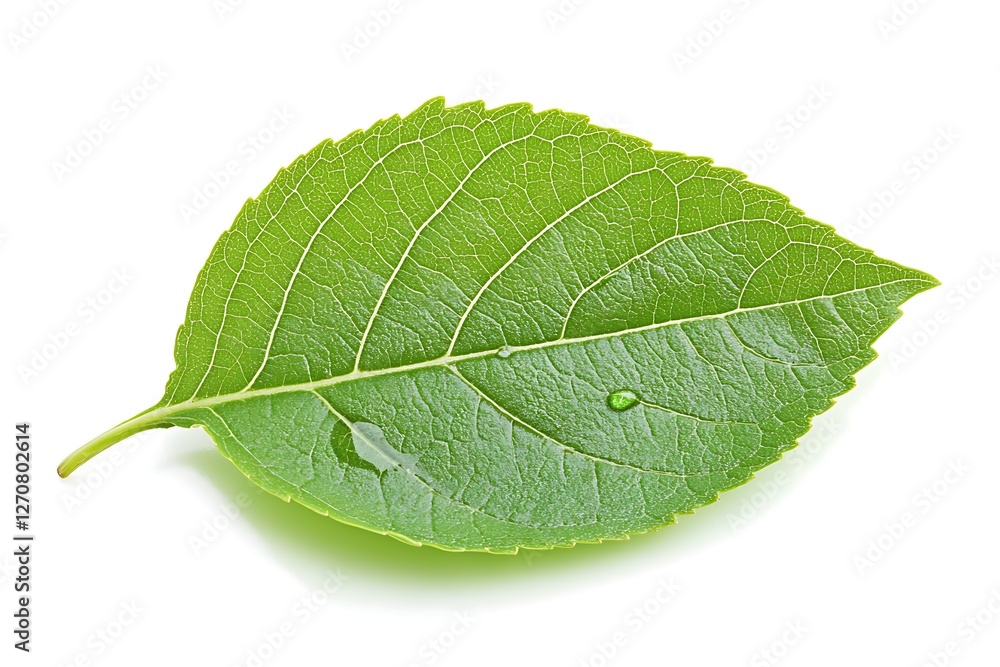 Obraz premium Fresh green leaf, isolated on white background
