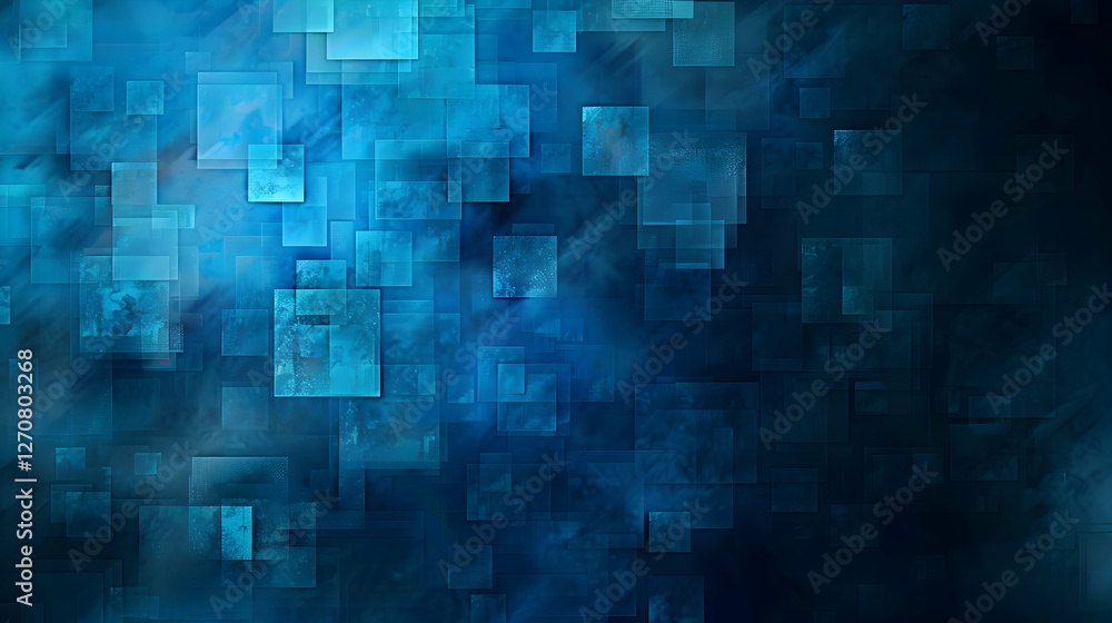 Abstract blue background with layered transparent squares, evoking a sense of depth and movement Abstract blue background with layered transparent squares, evoking a sense of depth and movement