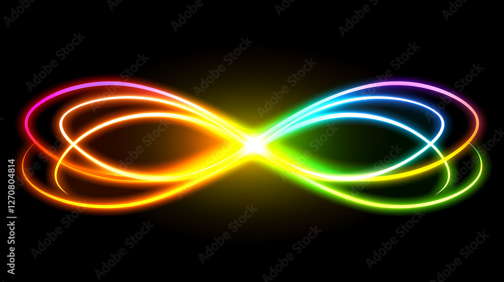 Radiant Infinity Symbol of Light Curves on Black Backdrop Creative Visual Concept Design Radiant Infinity Symbol of Light Curves on Black Backdrop Creative Visual Concept Design