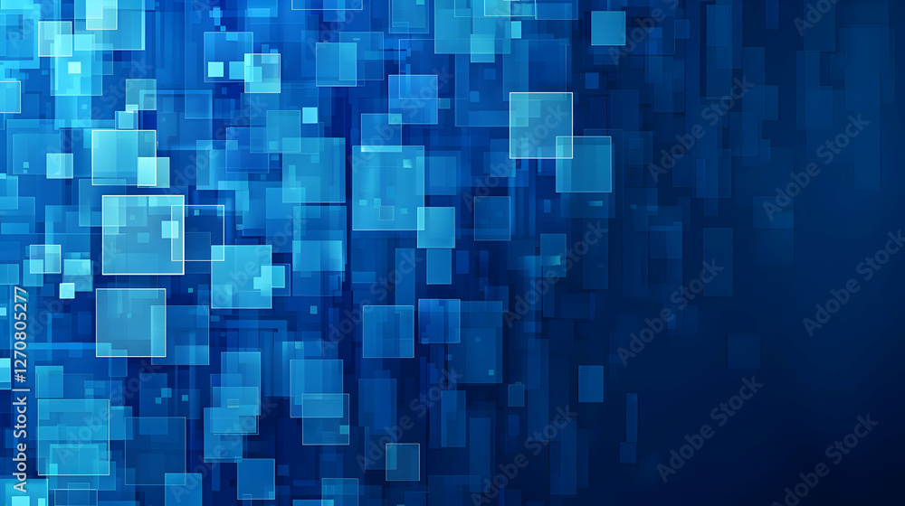 Abstract blue background with floating squares creating a digital atmosphere, suitable for tech themes Abstract blue background with floating squares creating a digital atmosphere, suitable for tech themes