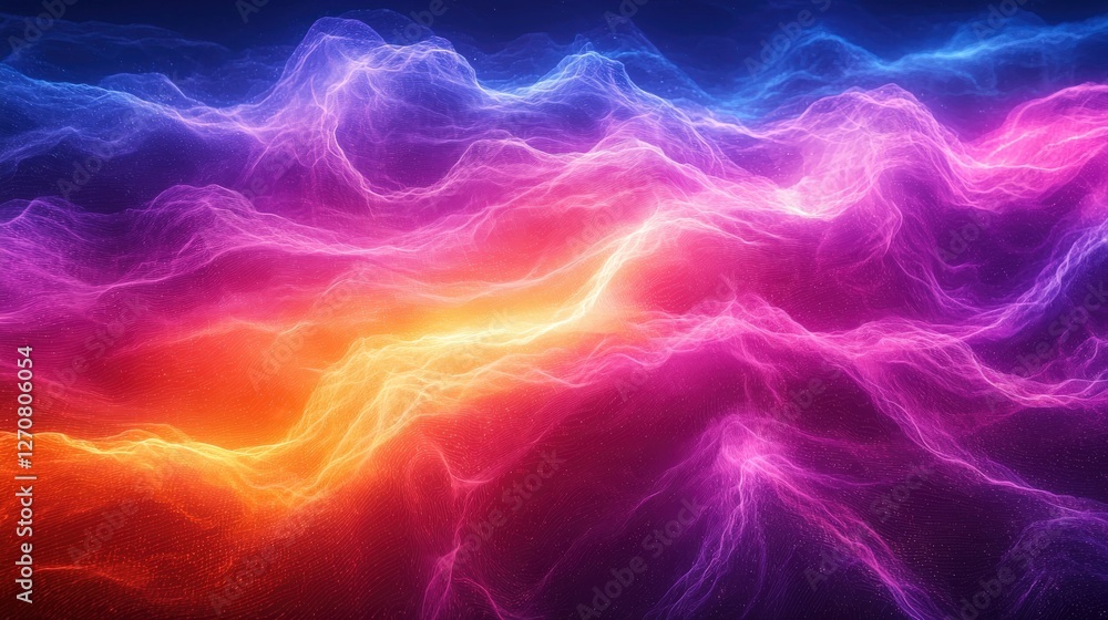 Abstract Background with Neon Organic Spectrum Effects Concept. Vibrant Abstract Waves of Light and Color Flowing in a Digital Space Abstract Background with Neon Organic Spectrum Effects Concept. Vibrant Abstract Waves of Light and Color Flowing in a Digital Space