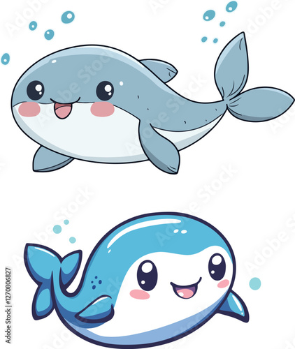 Cute Cartoon Whales