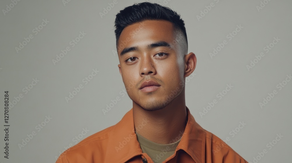 Man, portrait, studio, neutral background, confident expression, fashion, headshot, website Man, portrait, studio, neutral background, confident expression, fashion, headshot, website