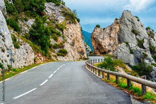 Scenic road through the French Maritime Alps in Parc Naturel des Pr�Alpes d'Azur.
