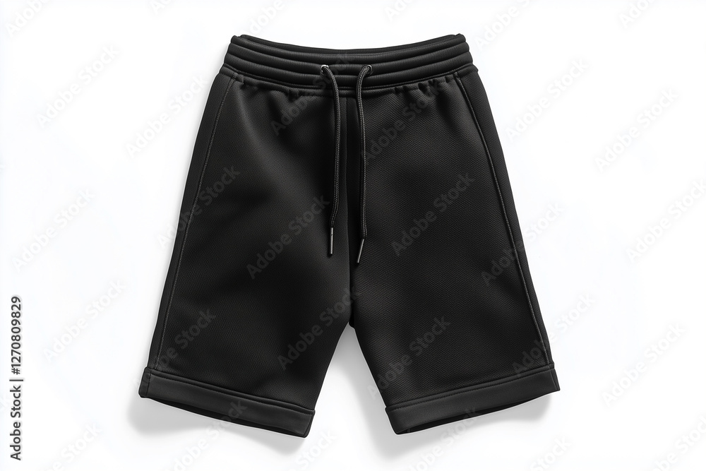 black Sport Shorts with Drawstring Isolated on White Background black Sport Shorts with Drawstring Isolated on White Background