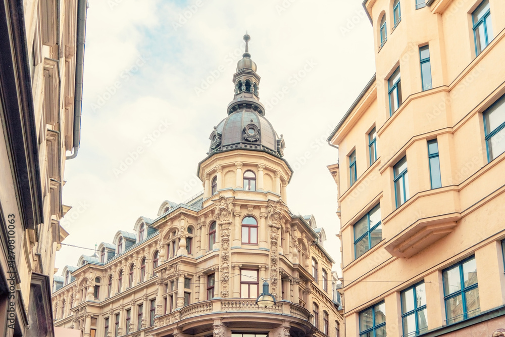 Historic baroque building on Leipziger Strasse in Halle, Germany Historic baroque building on Leipziger Strasse in Halle, Germany