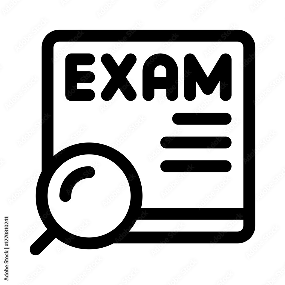 Magnifying Glass Over Exam Paper line icon Magnifying Glass Over Exam Paper line icon