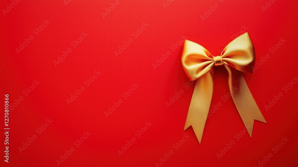 Golden satin ribbon tied into a perfect bow on a rich red background, symbolizing luxury and celebration. Golden satin ribbon tied into a perfect bow on a rich red background, symbolizing luxury and celebration.