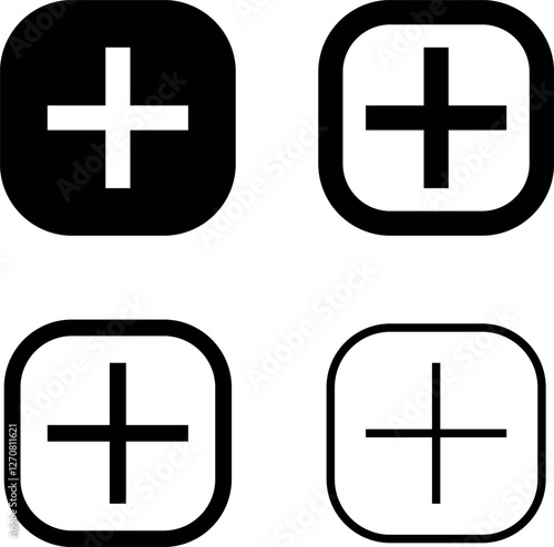 Add, new, plus icon symbol - create icons, more button in filled, thin line, outline and stroke style for apps and website. Vector icons