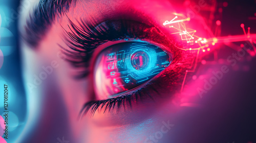 Futuristic Eye Tech Digital Realm Visual Art High-Tech Environment Close-Up View Innovation Concept photo