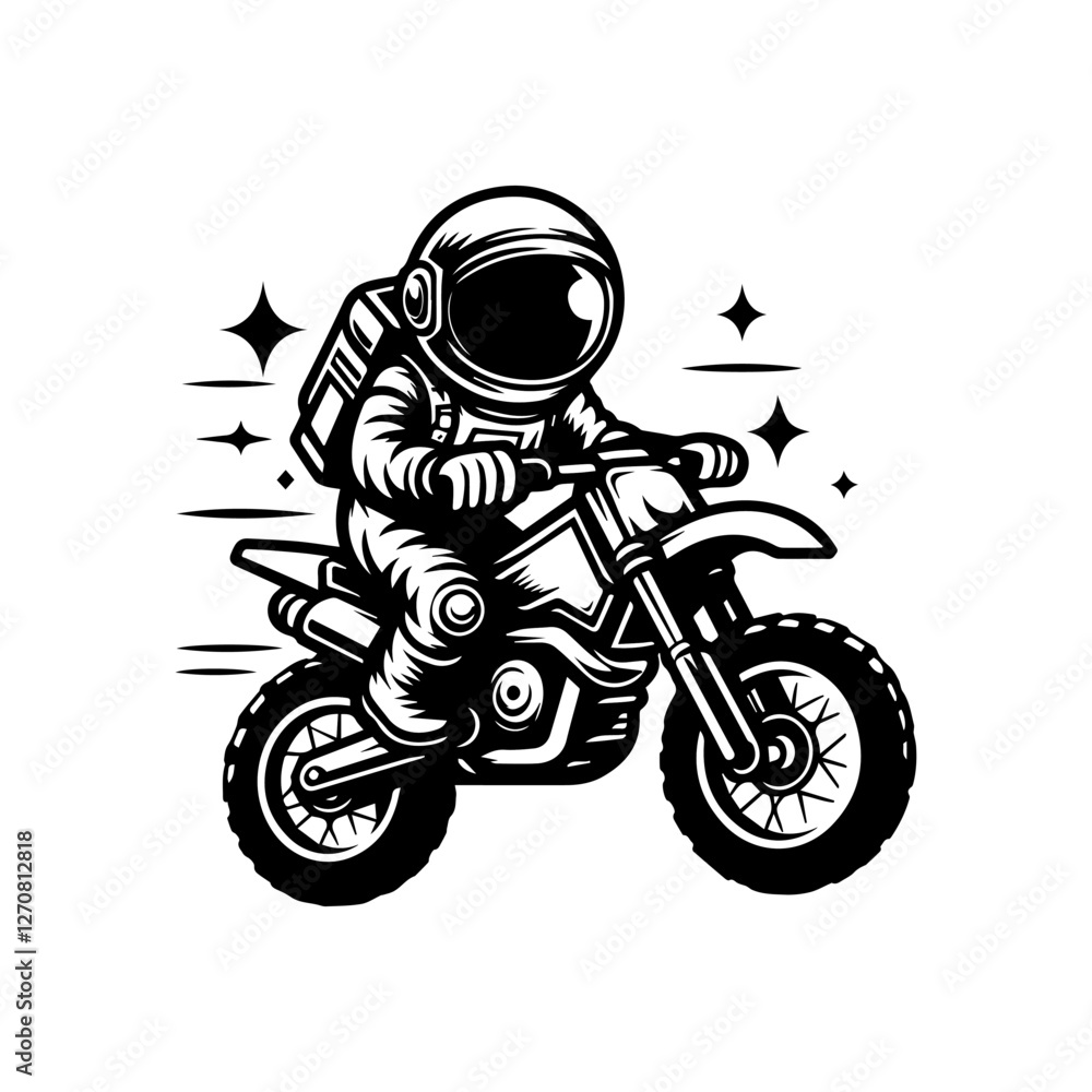 astronaut character logo design riding a motocross bike astronaut character logo design riding a motocross bike