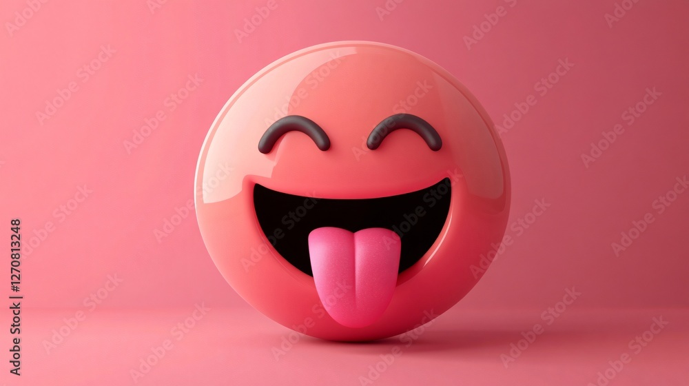 3D Style Tongue Out Emoji with Winking Eyes 3D Style Tongue Out Emoji with Winking Eyes