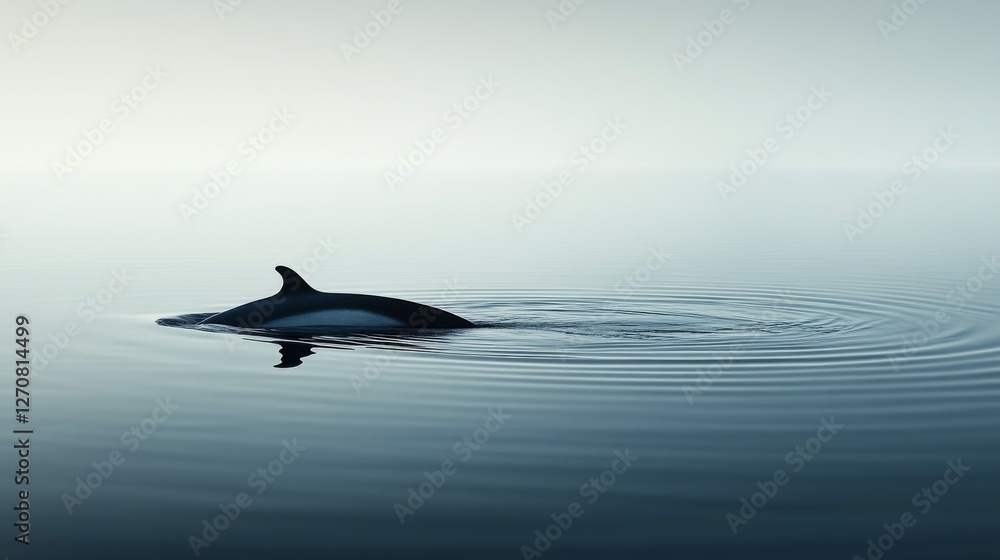 Naklejka premium Humpback whale swimming gracefully in clear blue ocean waters during midday