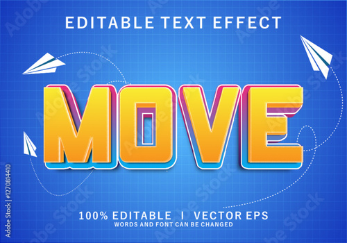  move 3d vector text effect with modern style design