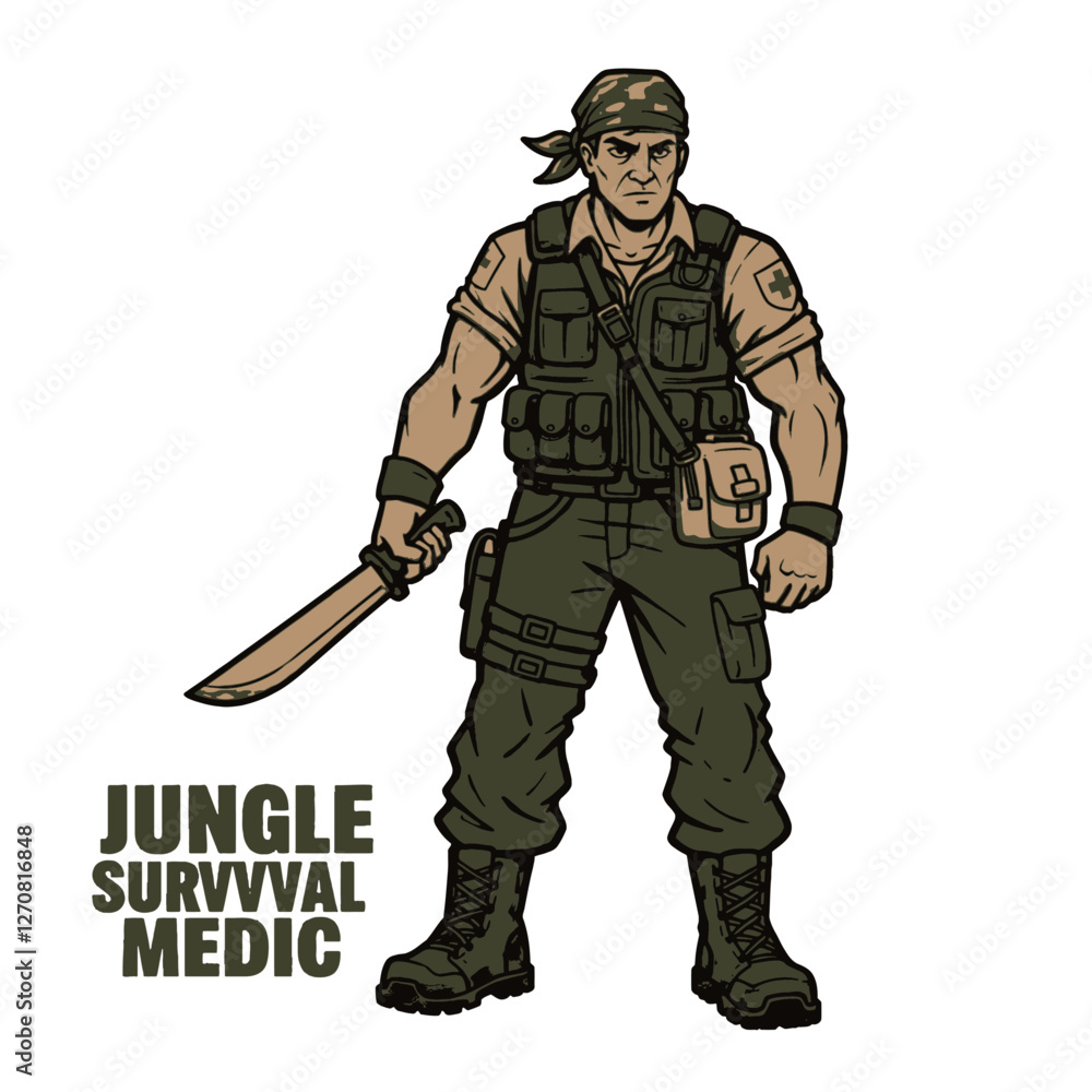 Fototapeta premium Cartoon Skydiver Parachuting Down Wearing a Helmet and Blue Suit