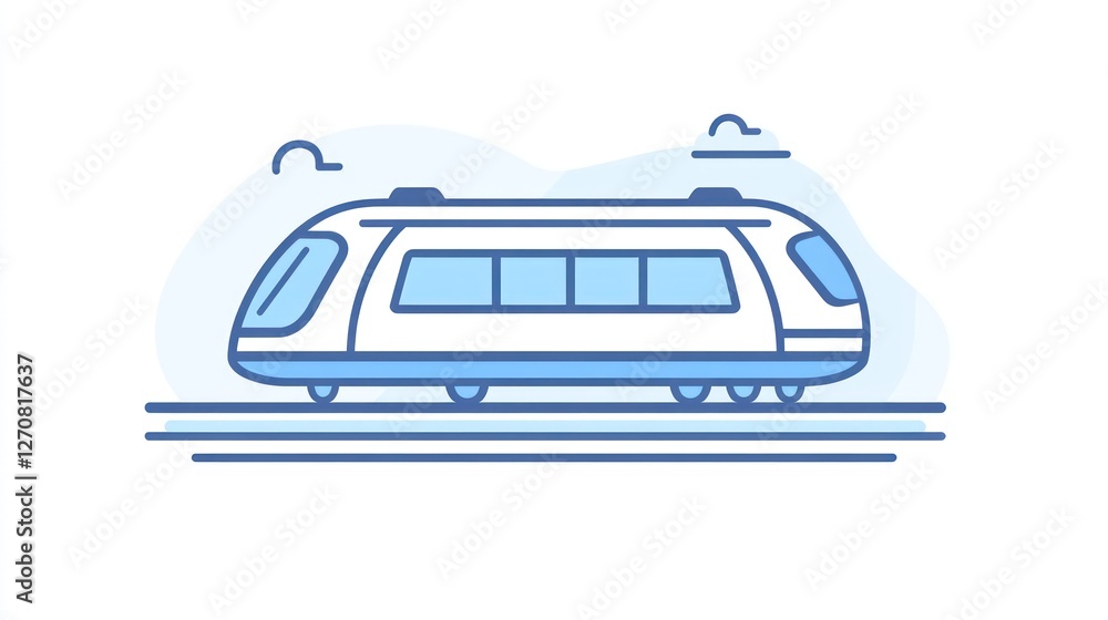 Obraz premium Modern high-speed train on tracks, scenic background, travel