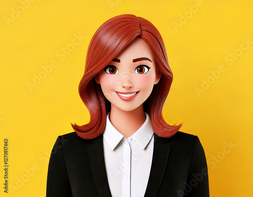 Generated Image by Firefly. Cartoon portrait of business woman, business concept.