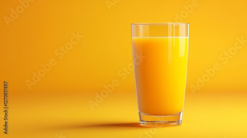 Minimalist Glass of Malay Apple Juice on Yellow Backdrop Still Life photo