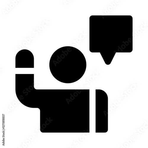 Student Raising Hand for Doubts glyph icon