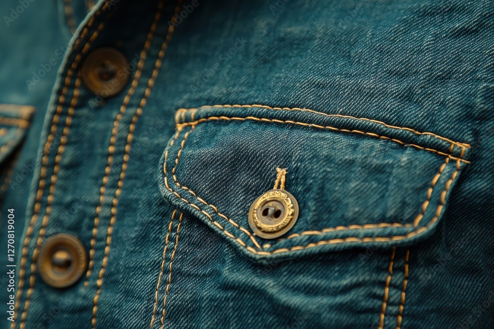 Close-up of a Denim Jacket Pocket Featuring Intricate Button Details for Fashion Design Close-up of a Denim Jacket Pocket Featuring Intricate Button Details for Fashion Design