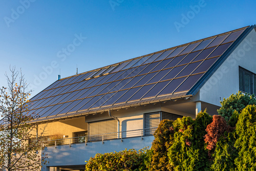 Modern single family home with photovoltaic system in Waiblingen, Germany photo