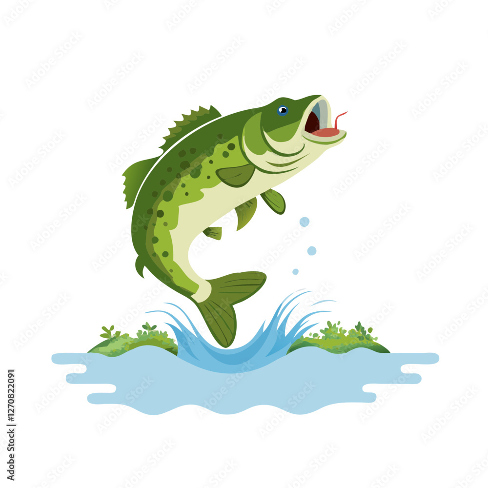 Fototapeta premium Jumping Fish Vector: Freshwater Fishing and Nature Illustration