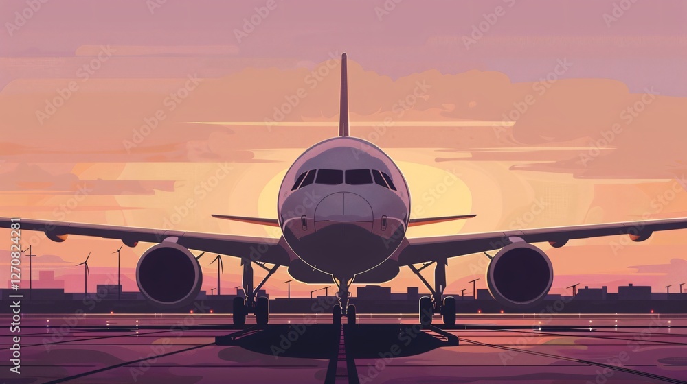 Naklejka premium Commercial Airplane Illustration: Vector Graphic for Transportation
