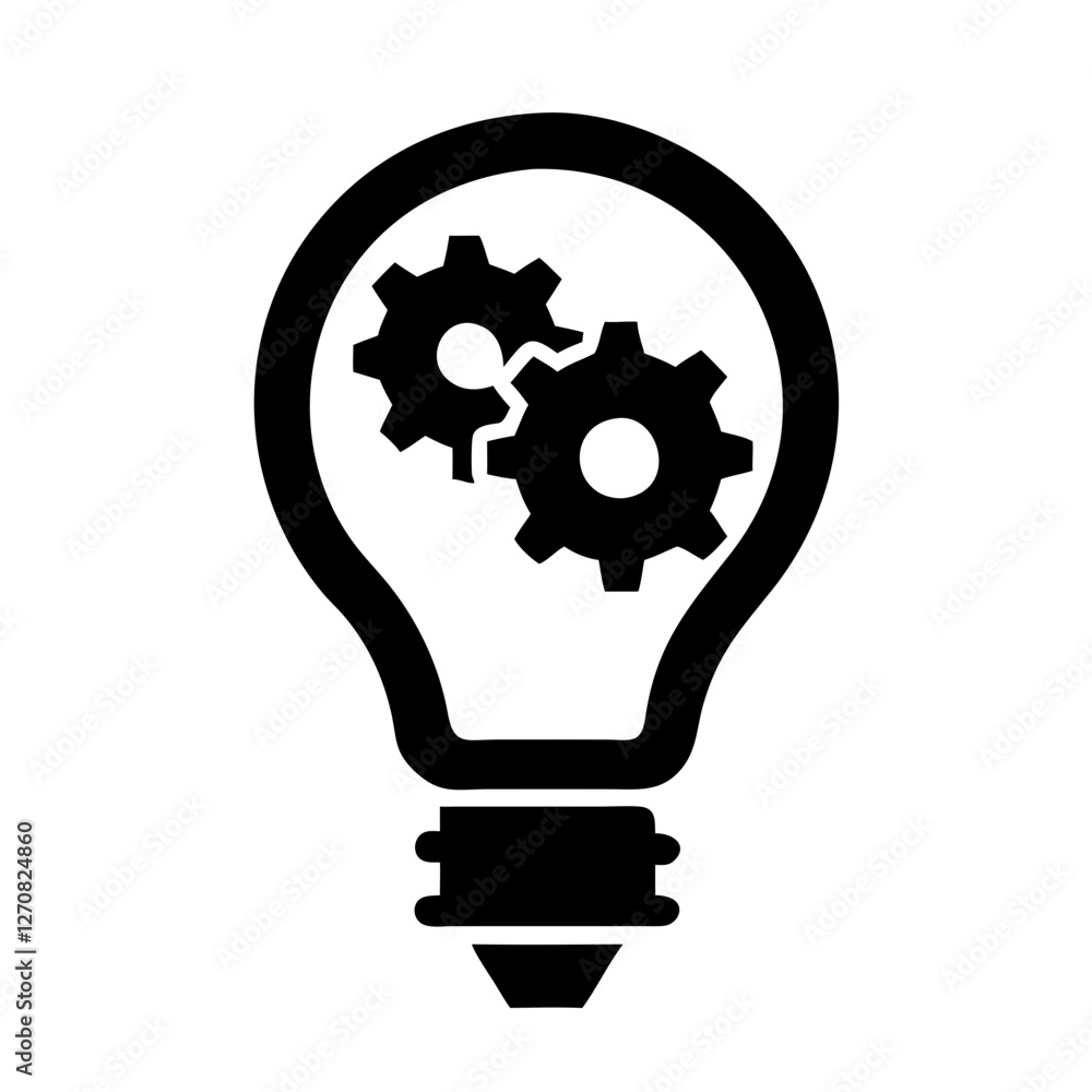 Problem-Solving Vector: Light Bulb with Gear Inside Problem-Solving Vector: Light Bulb with Gear Inside