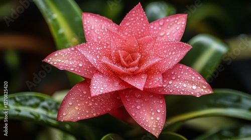 Delicate pink hibiscus flower with dew drops in soft sunlight