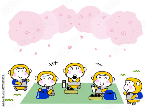 かわいいサルのお花見