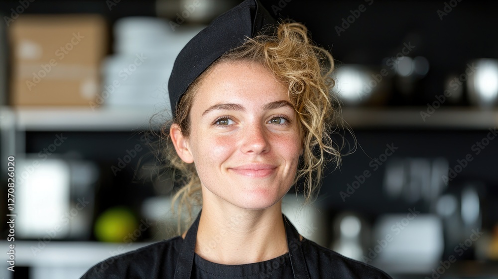 Woman Chef Portrait in Kitchen Woman Chef Portrait in Kitchen