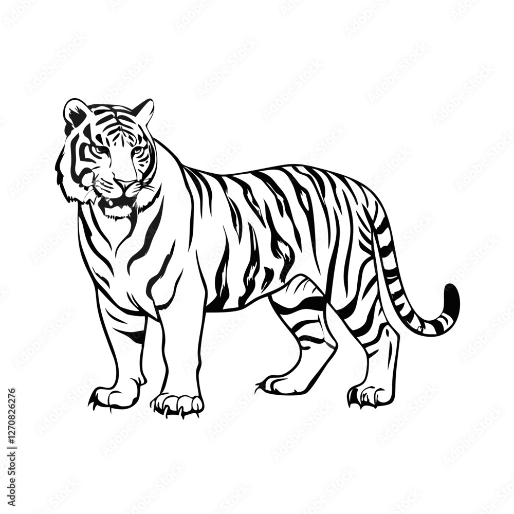 Naklejka premium Majestic Tiger Silhouette Vector for Creative Designs