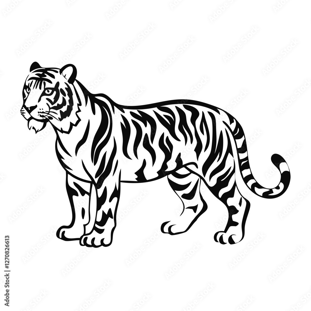 Naklejka premium Stylish Tiger Silhouette Design for Nature-Inspired Projects