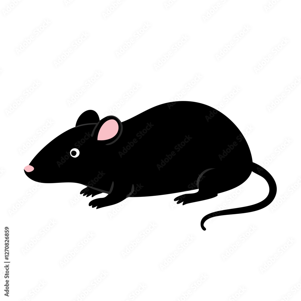 High-Quality Black Rat Illustration Vector for Designers High-Quality Black Rat Illustration Vector for Designers