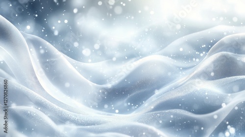 Snowy landscape creating an ethereal atmosphere with soft, flowing textures a...