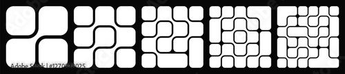 Collection of abstract composition of bold rounded rectangles connected to each other. Liquid shapes in a seamless pattern. Design can be use for backgrounds, packaging, or graphic design projects