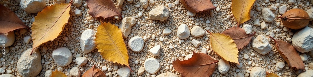 Crushed limestone and sand mixture with leaves and twigs, leaf litter, rocky Crushed limestone and sand mixture with leaves and twigs, leaf litter, rocky