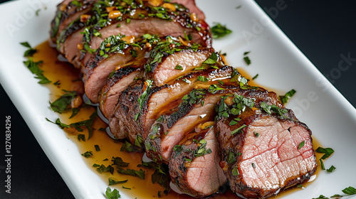 grilled beef steak with vegetables