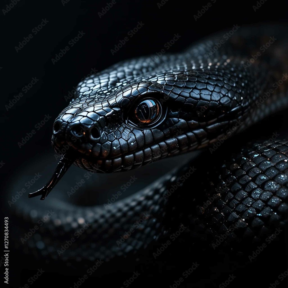 Fototapeta premium close up of a black snake
