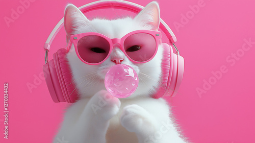 pink cat with pink glasses