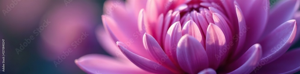 Fototapeta premium Delicate purple chrysanthemum petals unfolding, chrysanthemum, blossom