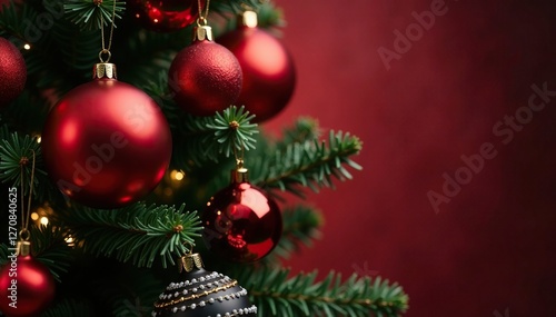 Wallpaper Mural Red and black balloons tied at a Christmas tree, ornaments, red, holiday Torontodigital.ca