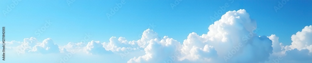 Softly focused white clouds blend seamlessly into a brilliant blue background, natural scenery, cloud formations Softly focused white clouds blend seamlessly into a brilliant blue background, natural scenery, cloud formations