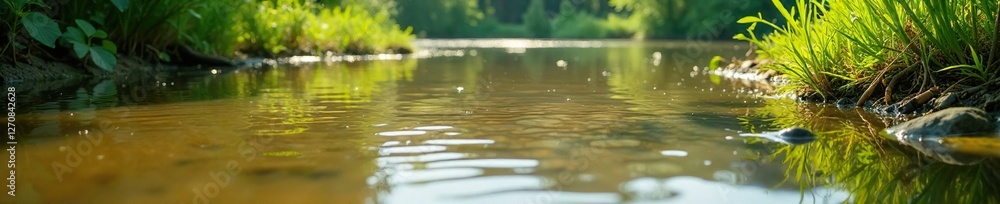 Muddy lake water with algae and aquatic plants, muddy, vegetation Muddy lake water with algae and aquatic plants, muddy, vegetation