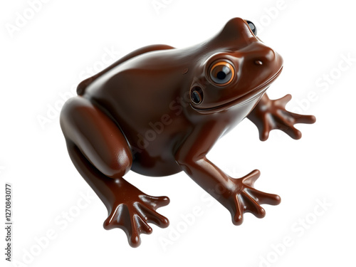 Poised Chocolate Frog Sculpture: A Captivating Illustration of Sophisticated Natural Grandeur isolated on transparent background