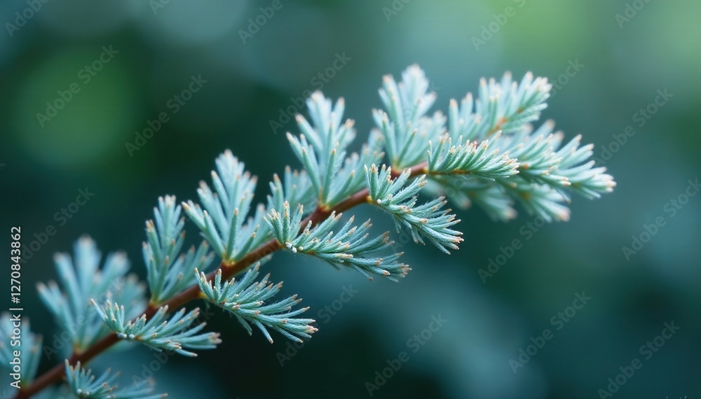 Closeup of silvery shaggy leaves on a plant stem, silvery, hedge Closeup of silvery shaggy leaves on a plant stem, silvery, hedge