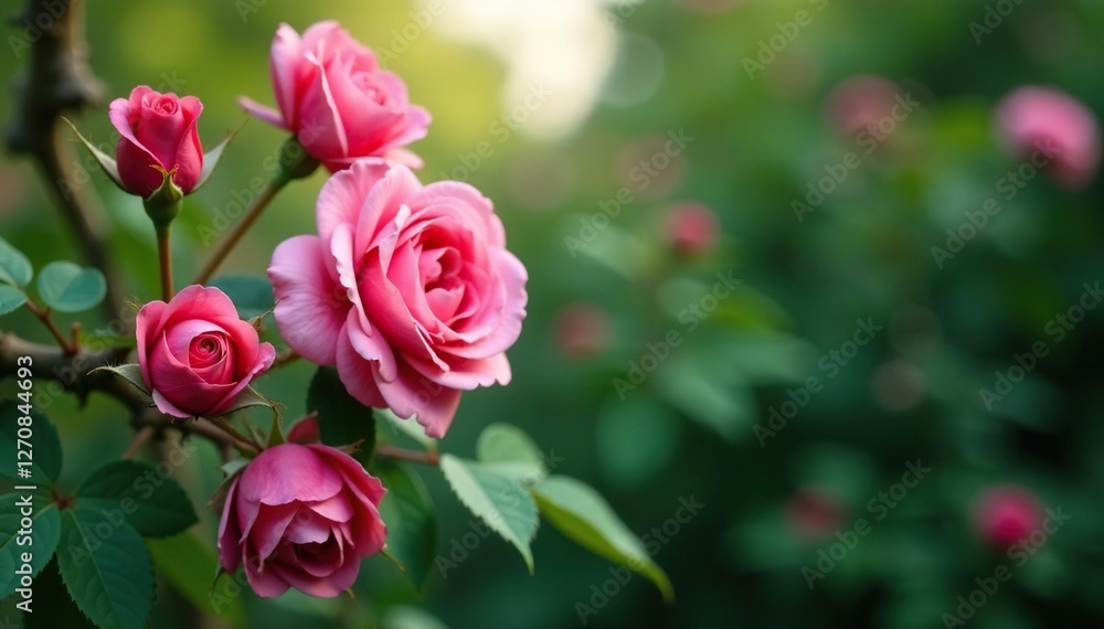 clusters of pink roses with sharp thorns on a wild, overgrown vine, blossoms, vines clusters of pink roses with sharp thorns on a wild, overgrown vine, blossoms, vines